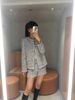  Bộ Áo tweed 4 túi V và Quần short dạ tweed xám trắng set 