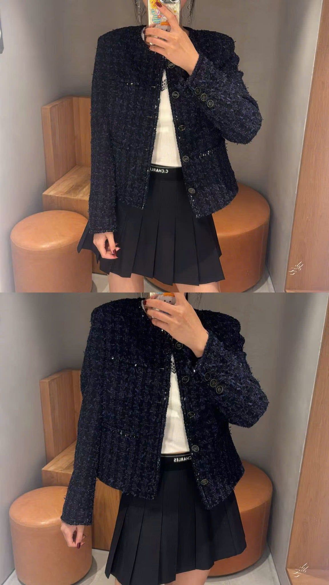  Áo tweed xanh navy Blink 