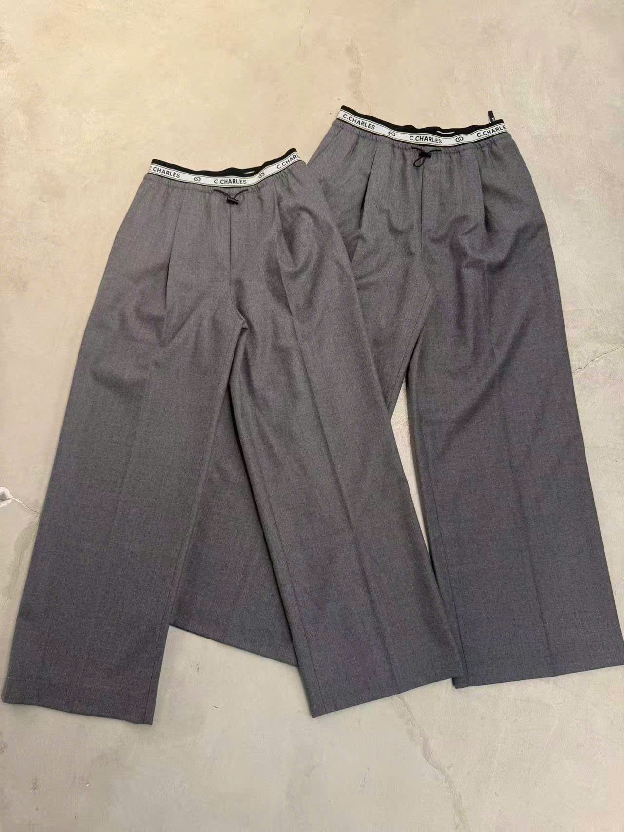  Quần vải xám đá cạp chun trắng CHỮ 