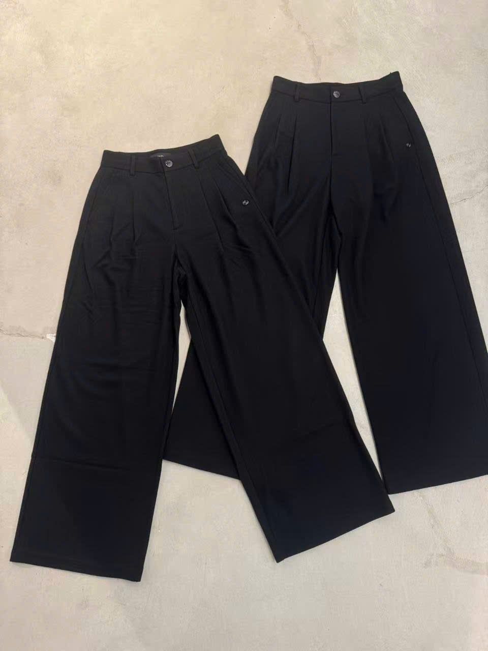  Quần vải len đen cúc đen 