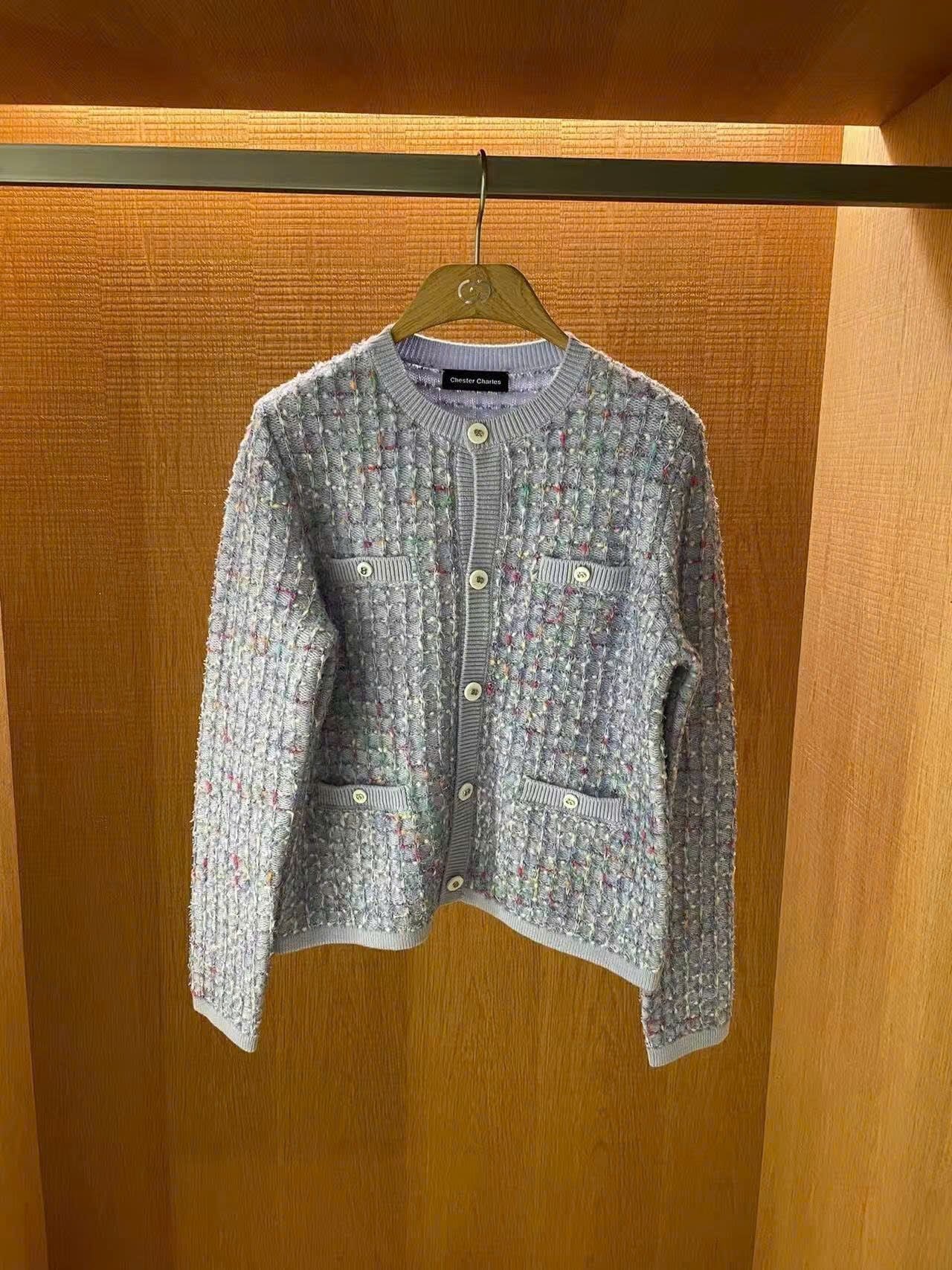  Áo CDG xanh nhạt sắc màu 4 túi -cúc trắng 