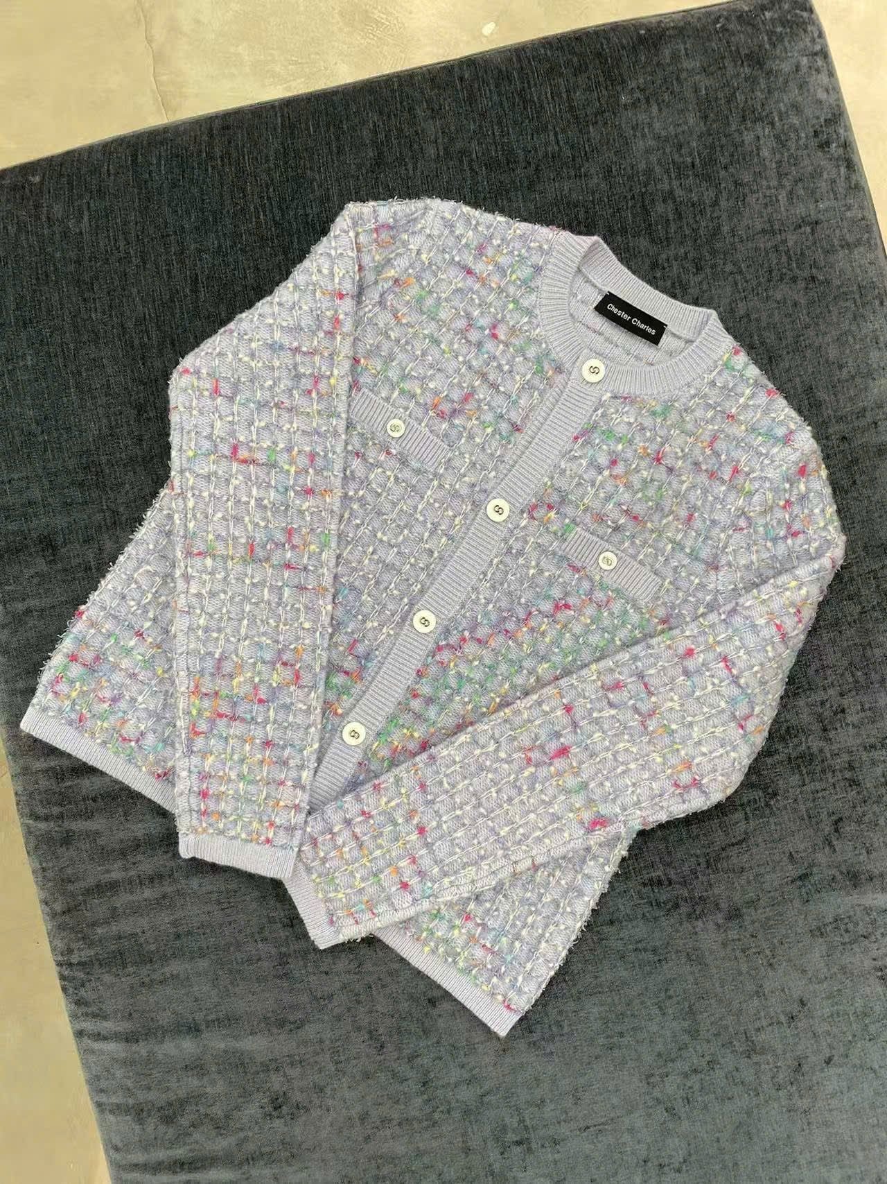  Áo CDG xanh nhạt sắc màu 4 túi -cúc trắng 