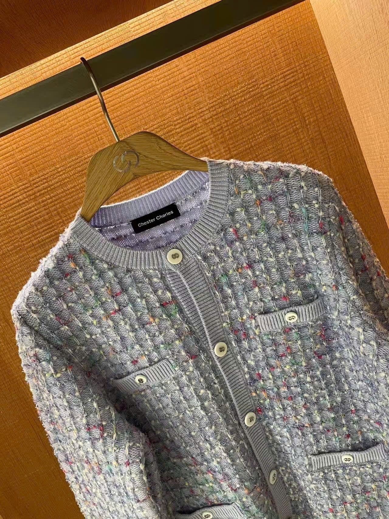  Áo CDG xanh nhạt sắc màu 4 túi -cúc trắng 