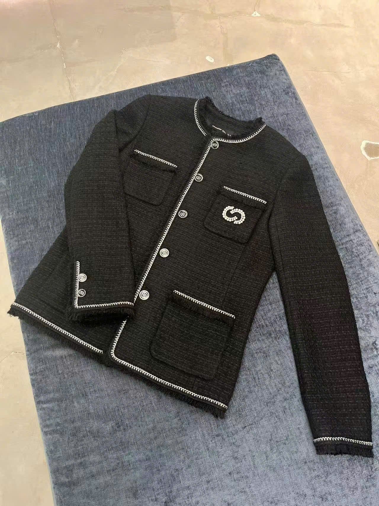  Áo khoác dạ đen 4 túi 