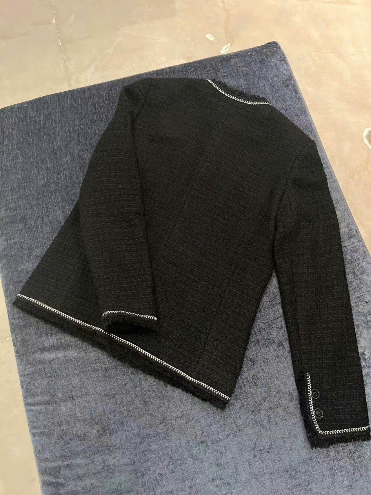  Áo khoác dạ đen 4 túi 