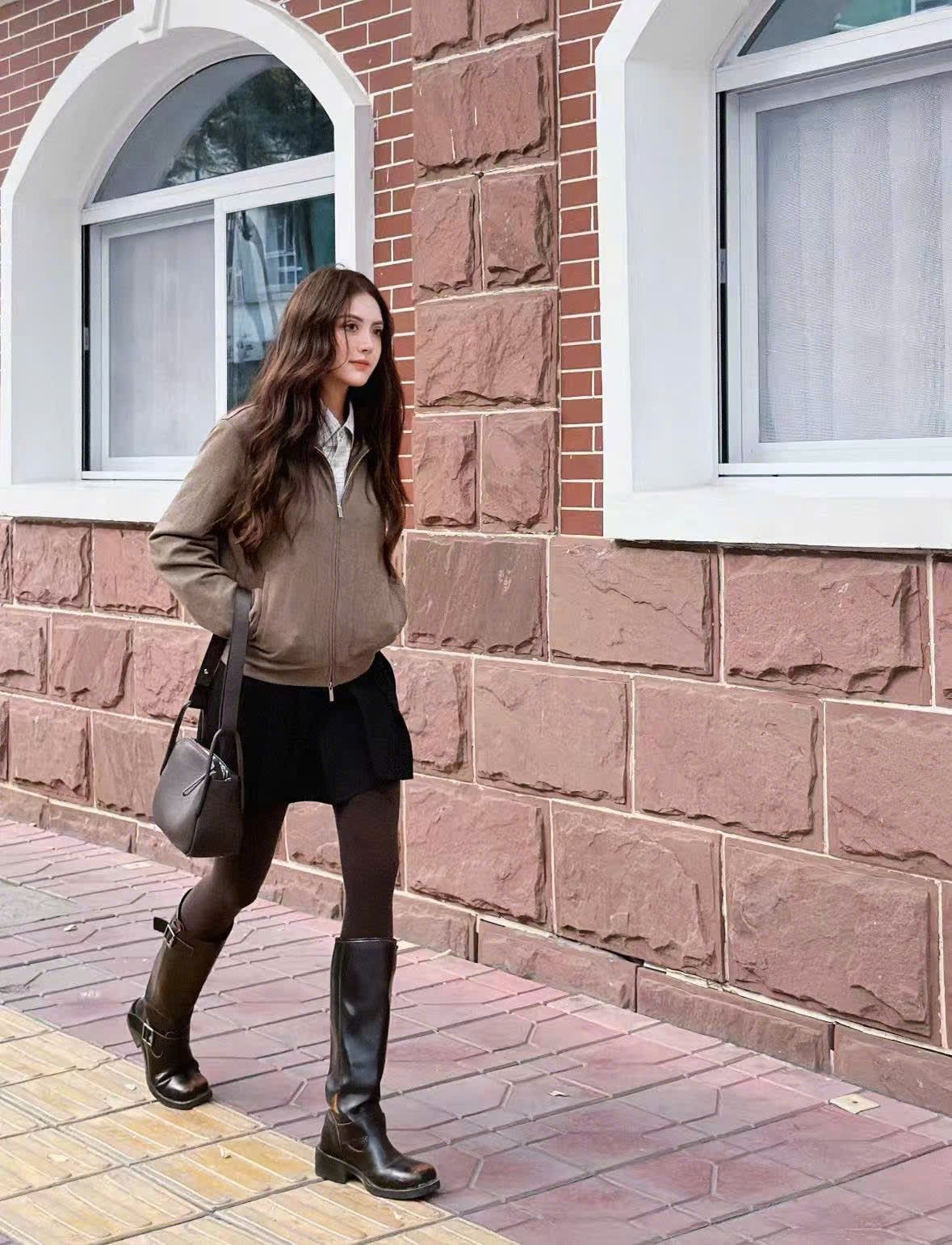  2.Áo khoác len NÂU ,kéo khóa (SET) 