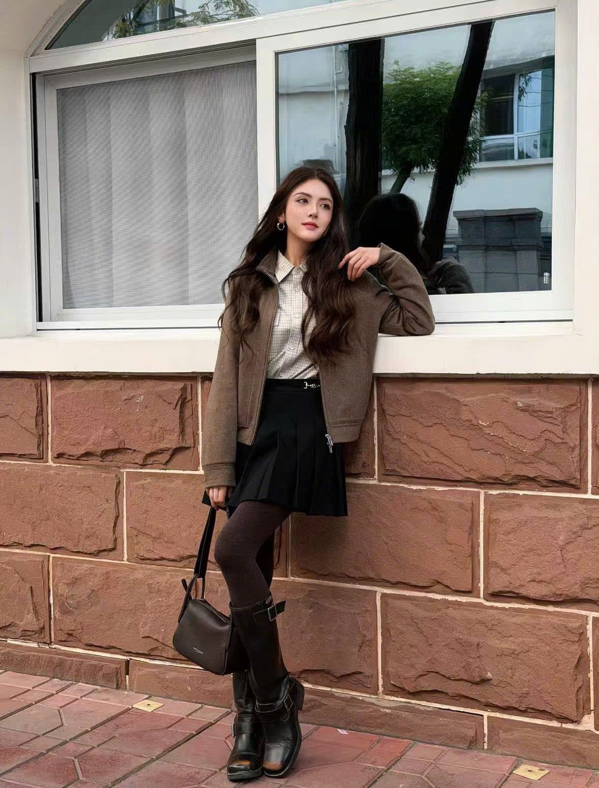  2.Áo khoác len NÂU ,kéo khóa (SET) 