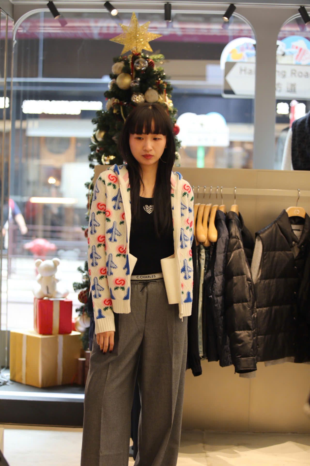  Quần vải xám đá cạp chun trắng CHỮ 