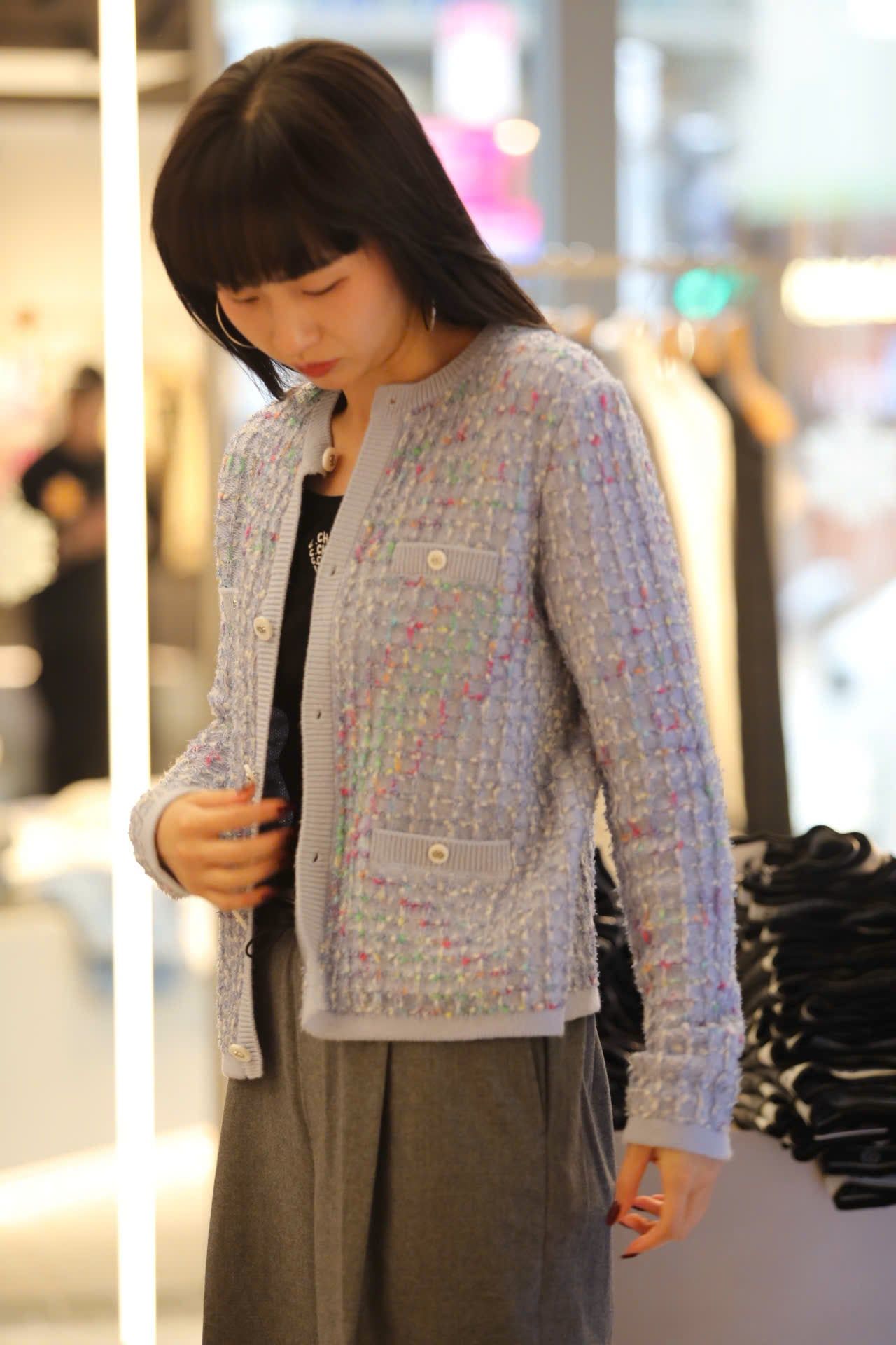  Áo CDG xanh nhạt sắc màu 4 túi -cúc trắng 