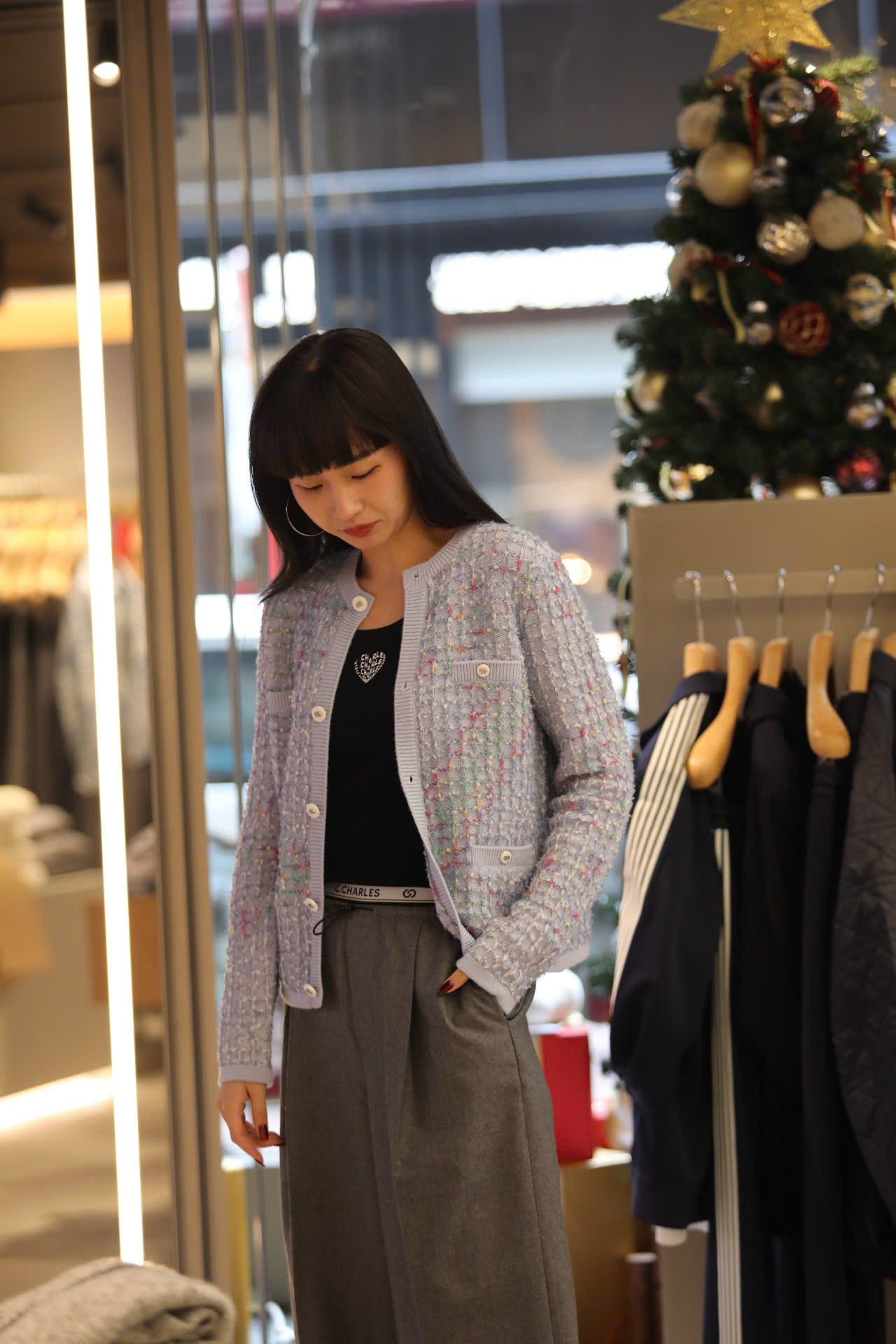  Áo CDG xanh nhạt sắc màu 4 túi -cúc trắng 