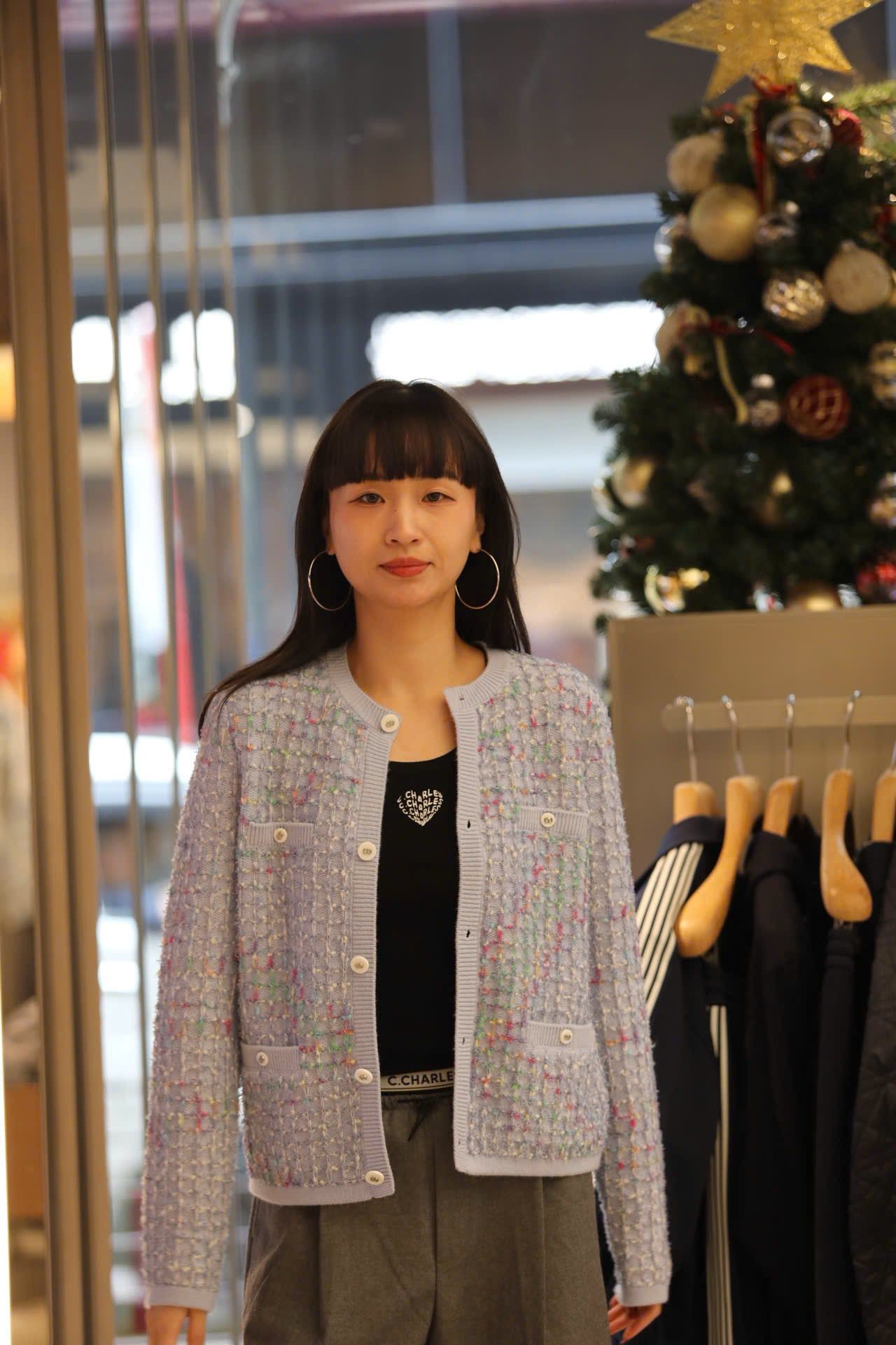  Áo CDG xanh nhạt sắc màu 4 túi -cúc trắng 