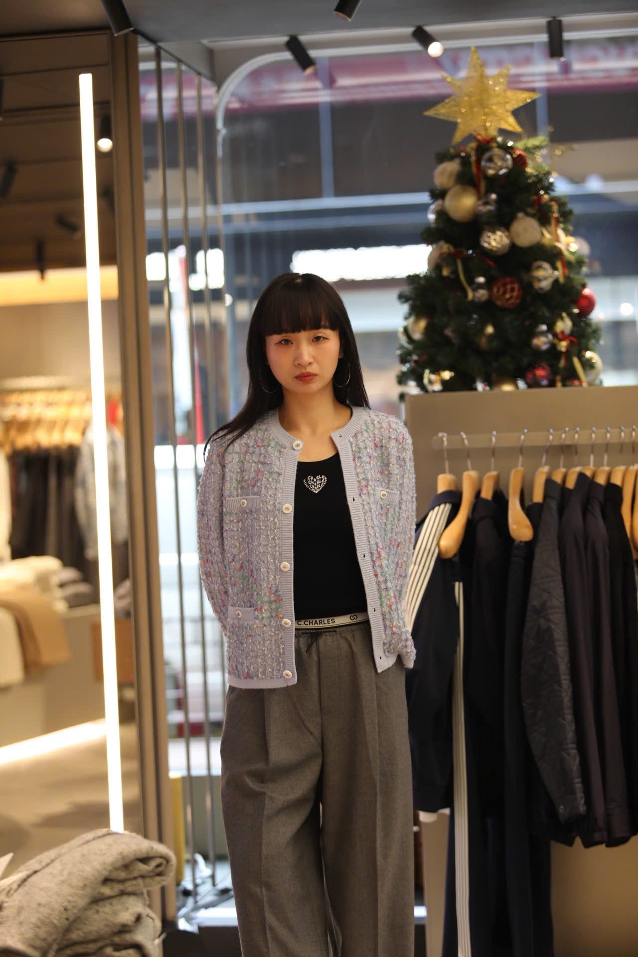  Áo CDG xanh nhạt sắc màu 4 túi -cúc trắng 