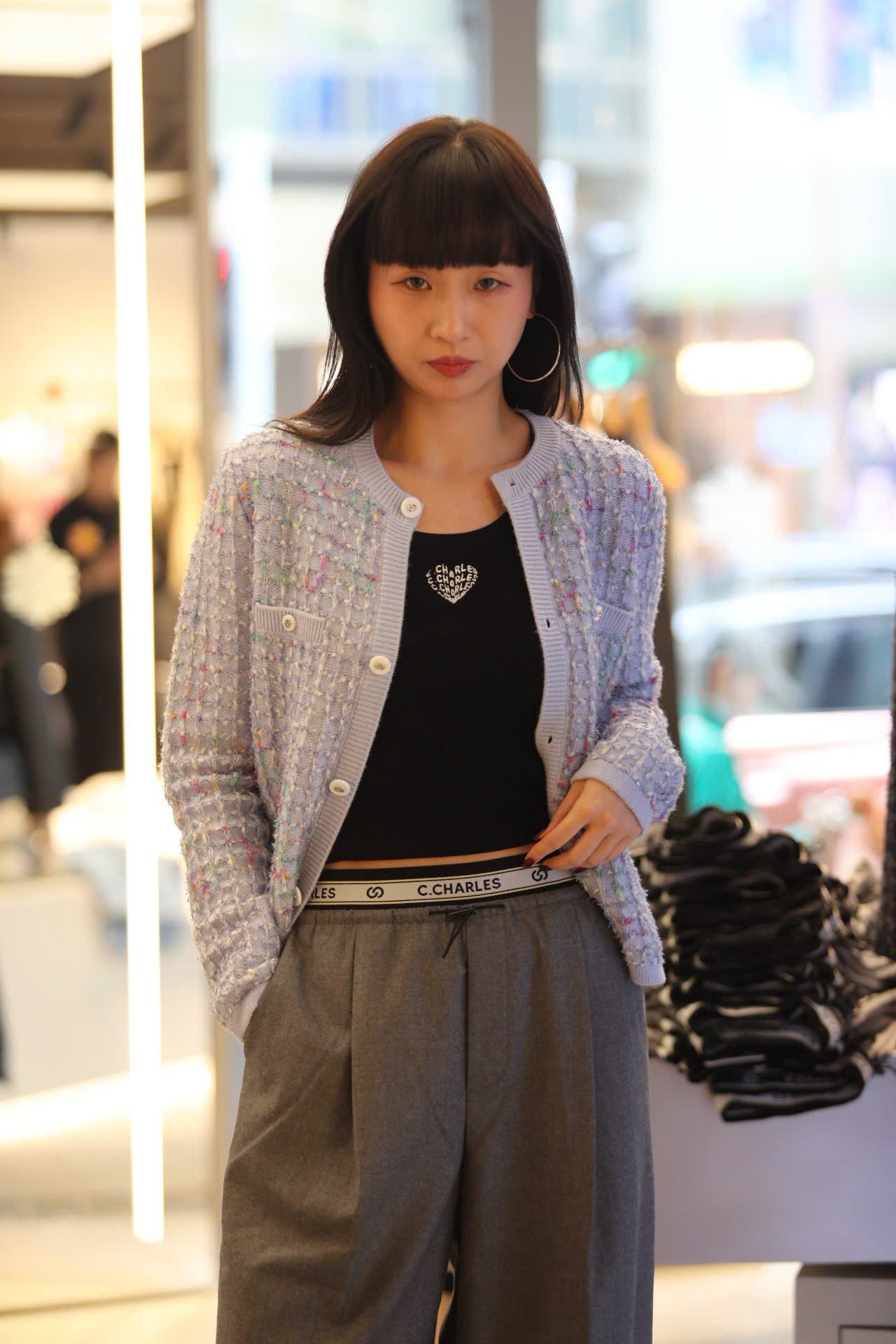  Áo CDG xanh nhạt sắc màu 4 túi -cúc trắng 