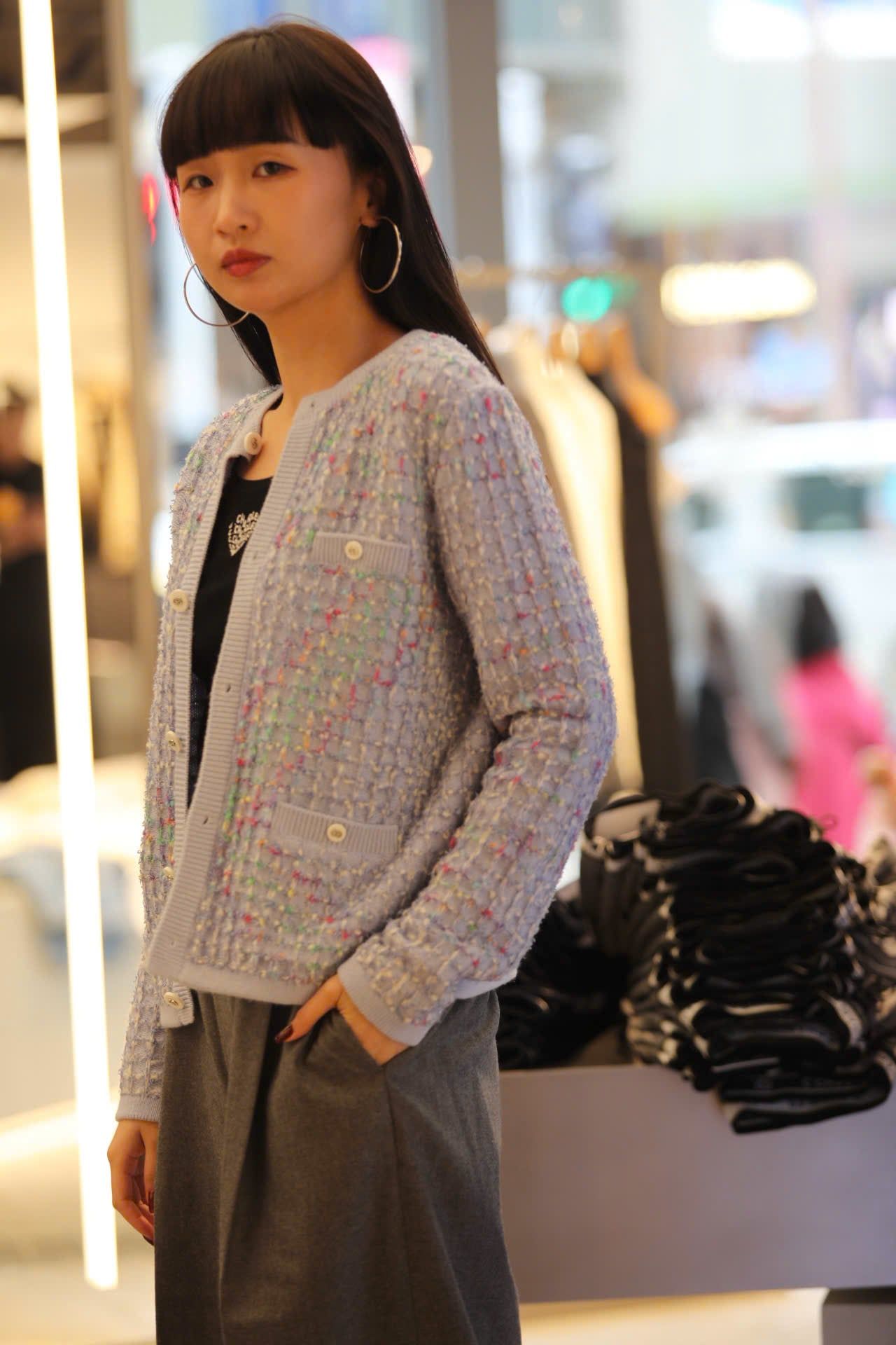  Áo CDG xanh nhạt sắc màu 4 túi -cúc trắng 