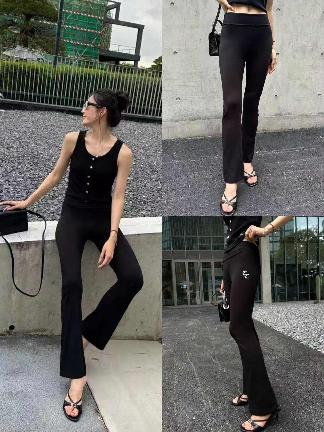  5.Quần legging đen dài logo CC lồng 