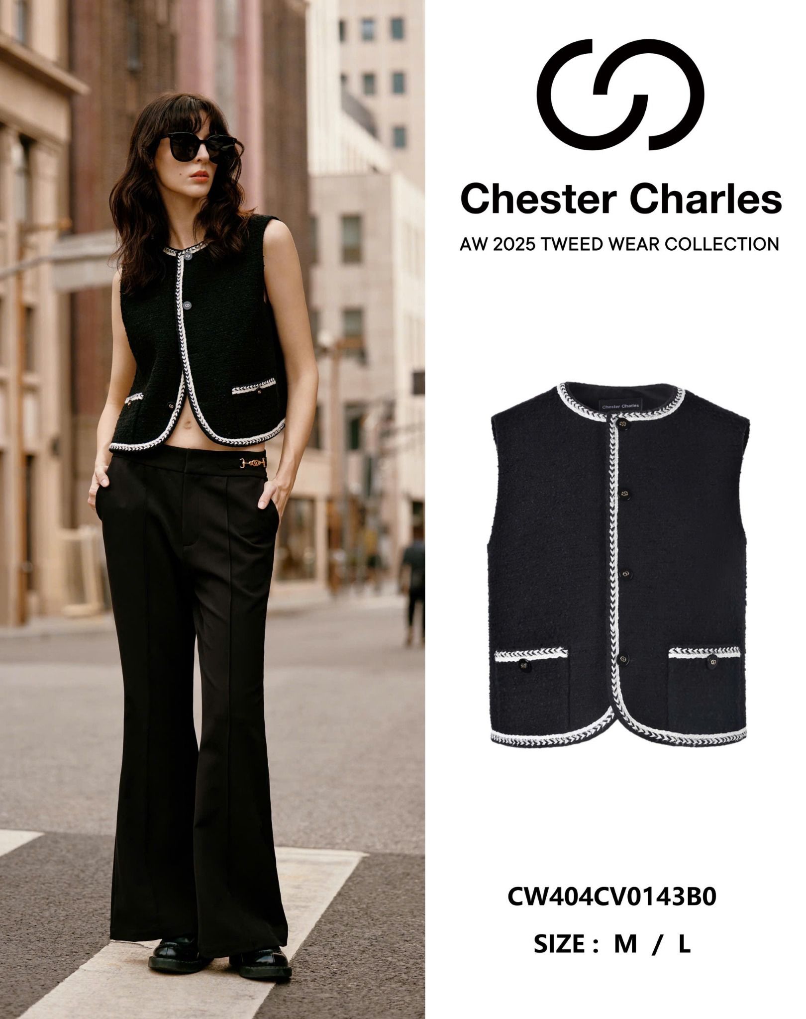  Áo ghile đen 2 túi viền trắng 