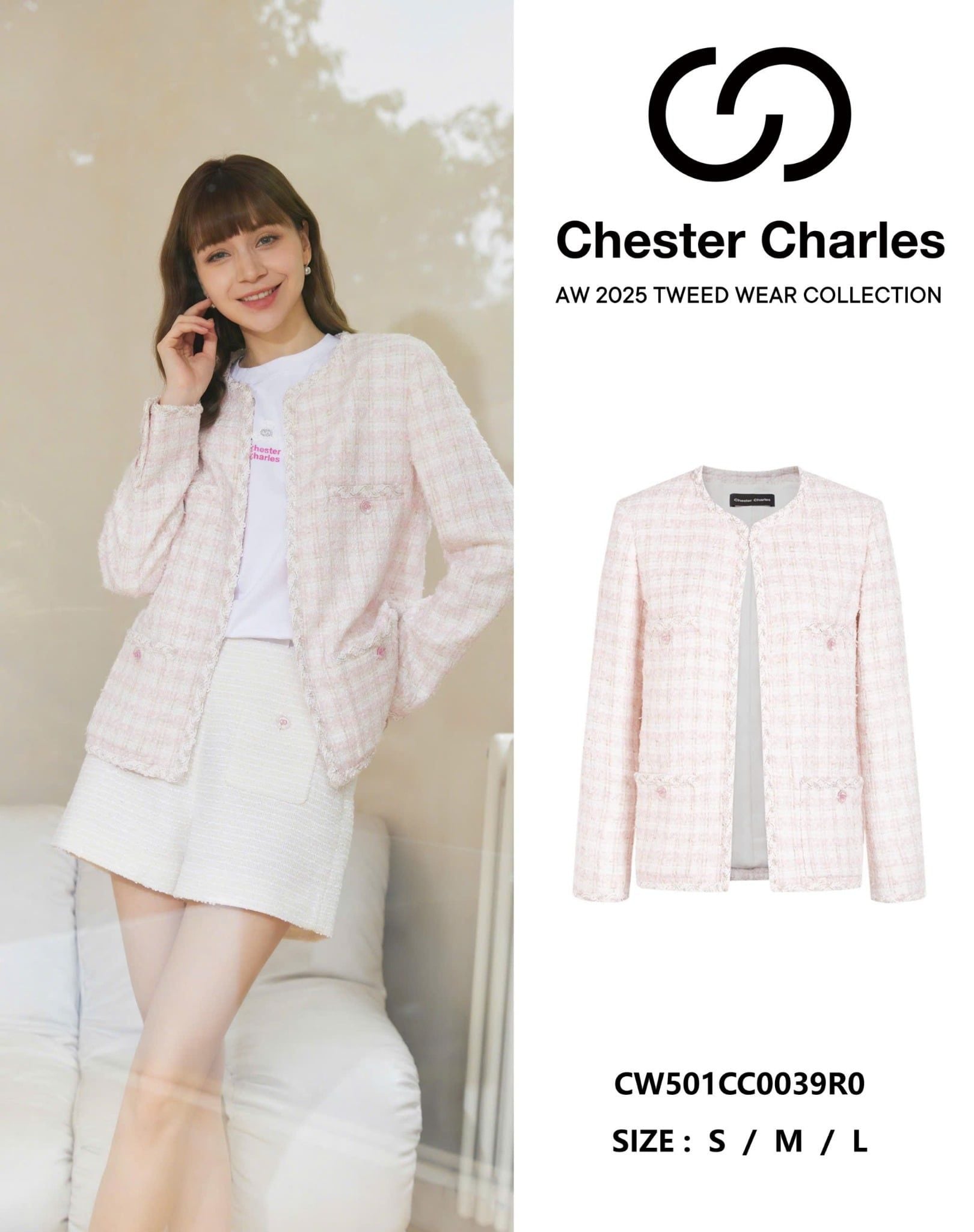  2.Áo Twed hồng kẻ trắng 