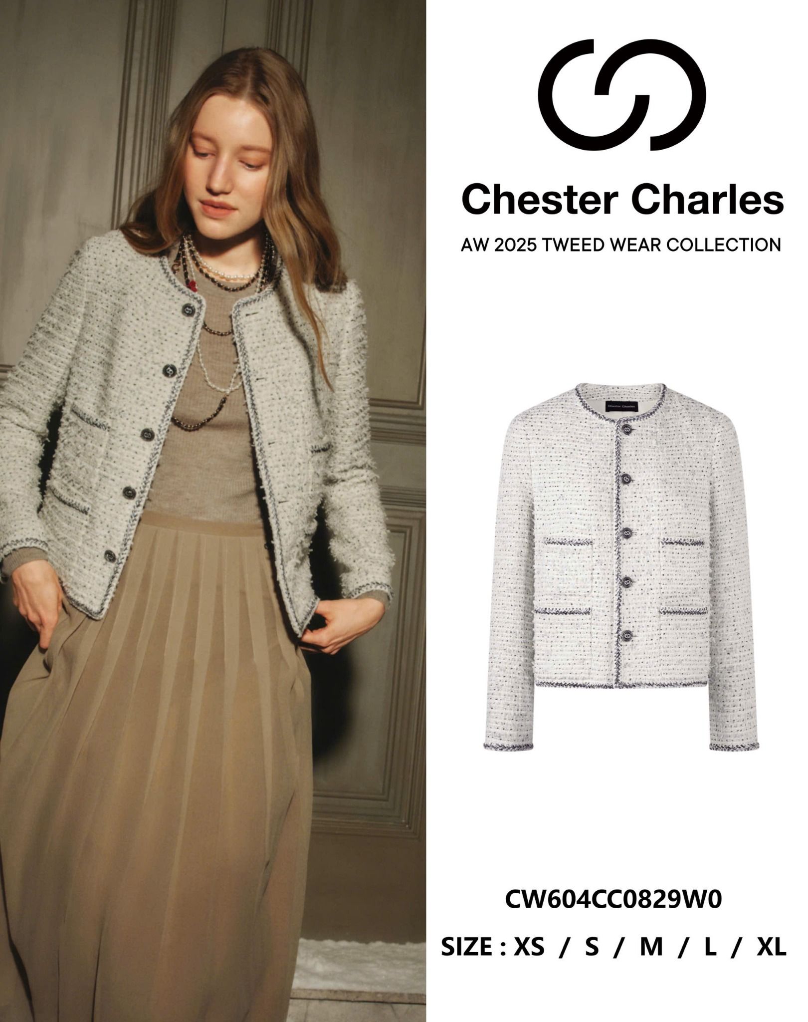  Áo tweed trắng chấm đen -cúc đen 