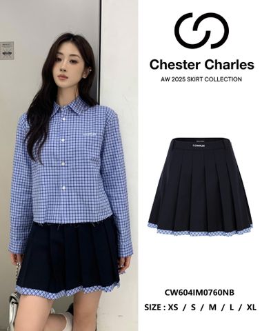  3.Chân váy đen ngắn viền kẻ xanh ( SET) 