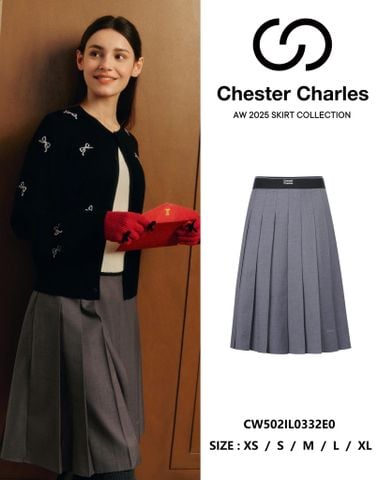  2.Chân váy dài xám - cạp chun đen 