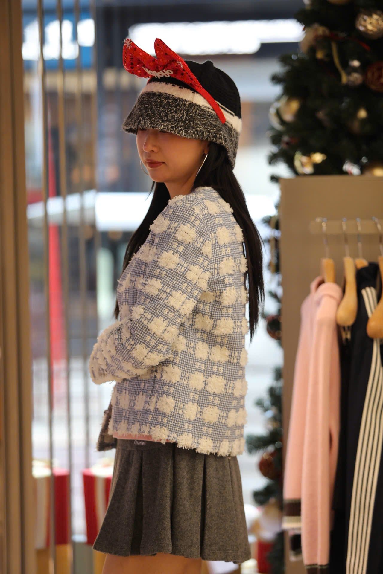  Áo tweed xanh hoa trắng 