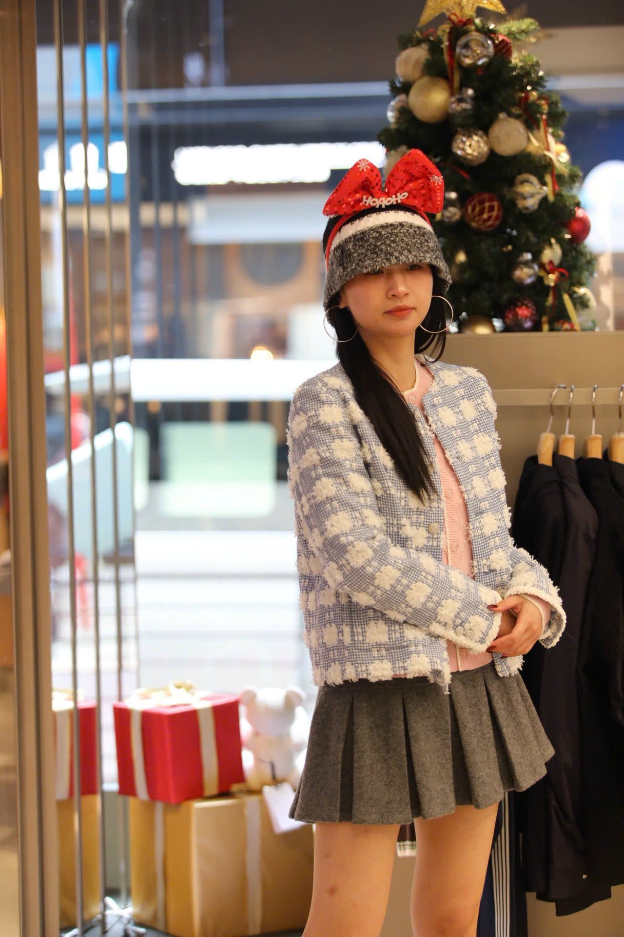  Áo tweed xanh hoa trắng 