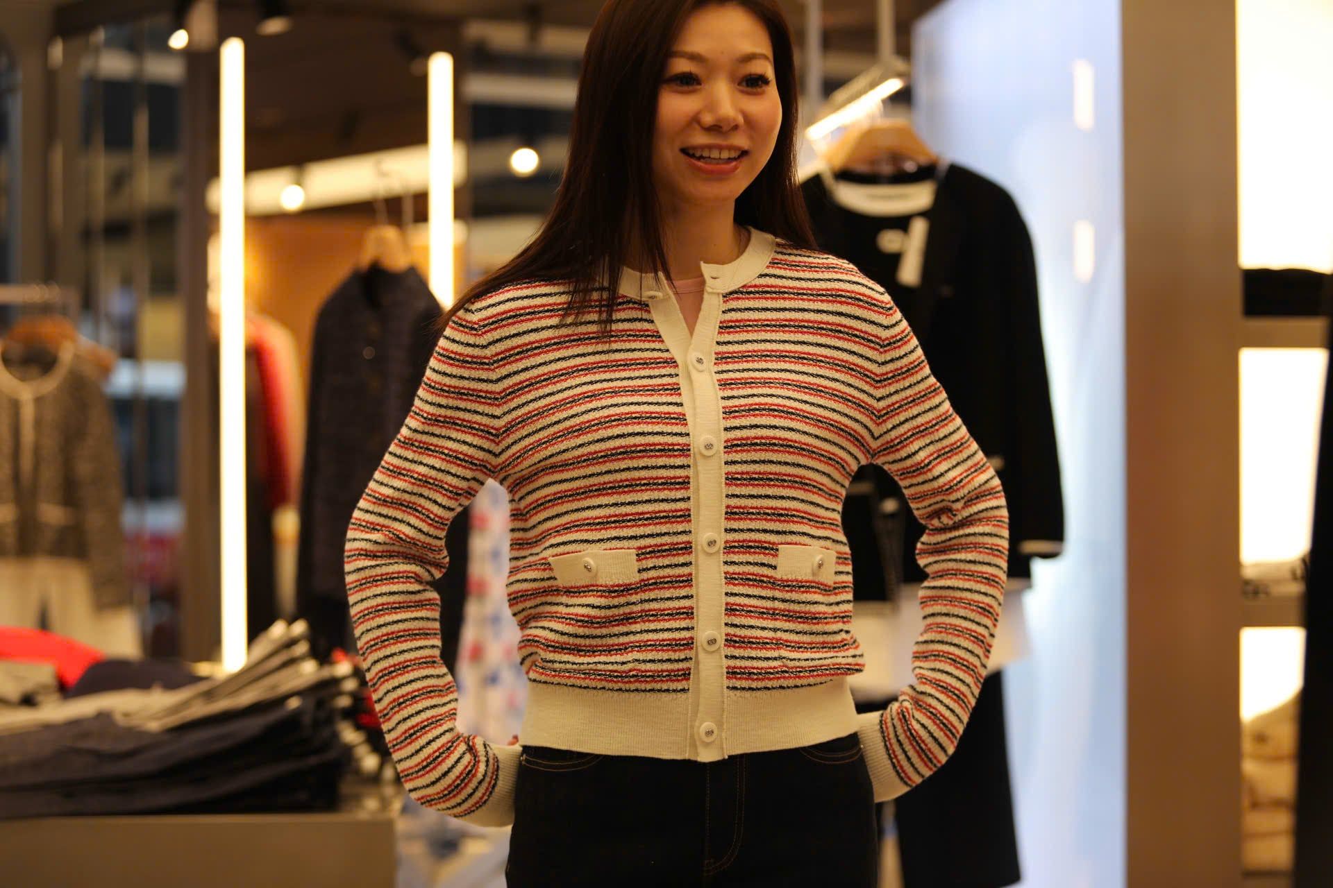  Áo CDG trẳng kẻ đỏ viền trắng 