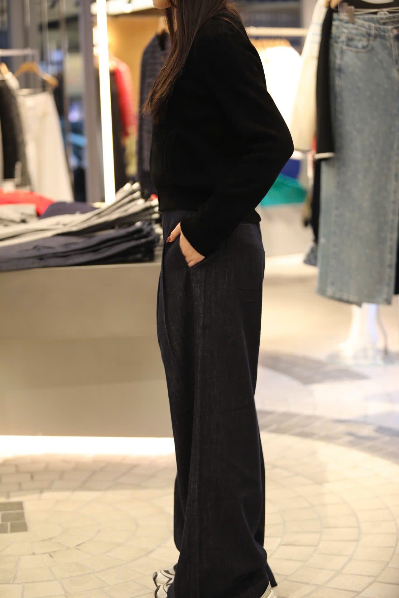  Quần jean ống rộng xanh than ss25 