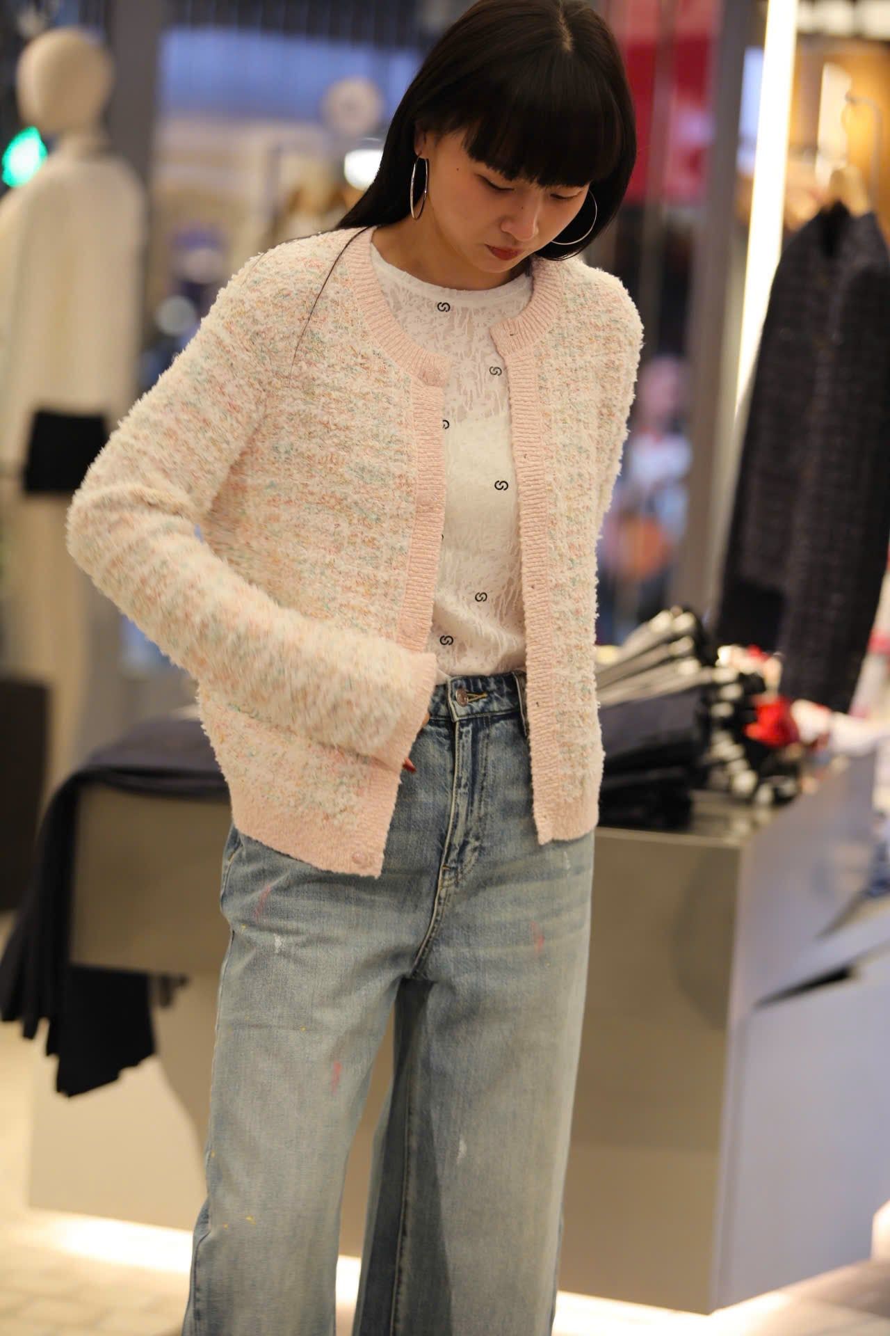  Áo CDG hồng kẻ trắng sắc mầu 