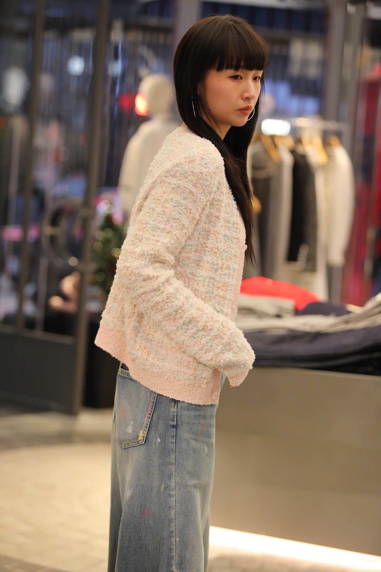  Áo CDG hồng kẻ trắng sắc mầu 