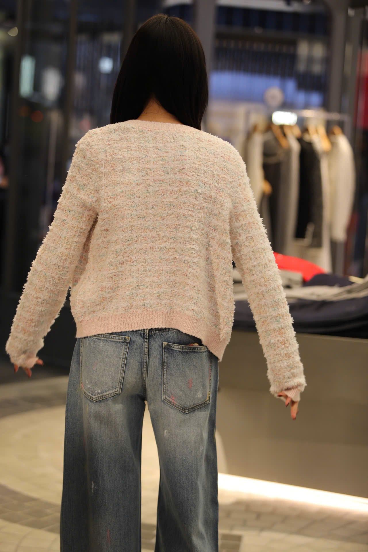  Áo CDG hồng kẻ trắng sắc mầu 