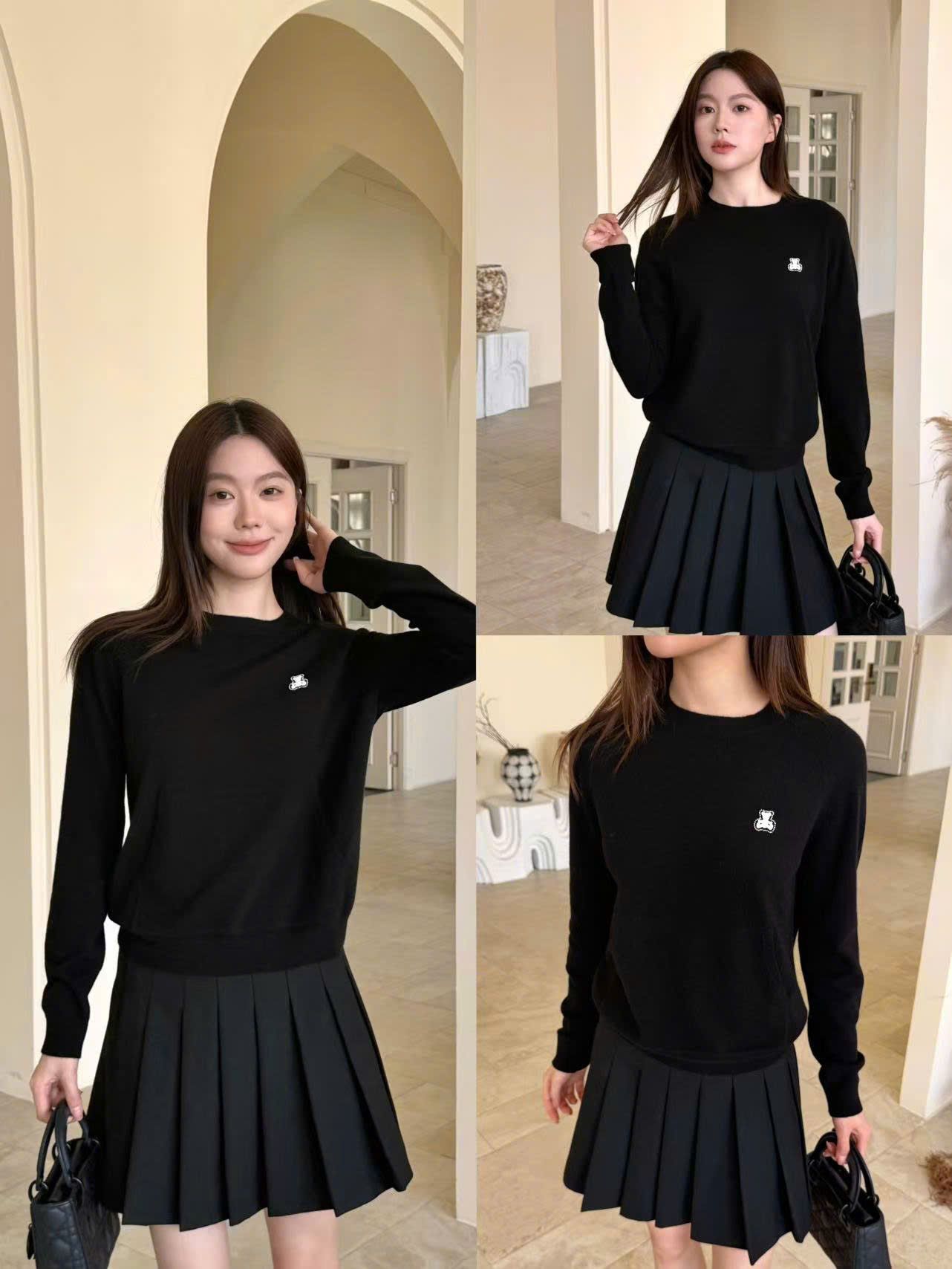  Áo len đen gấu trắng nhỏ 