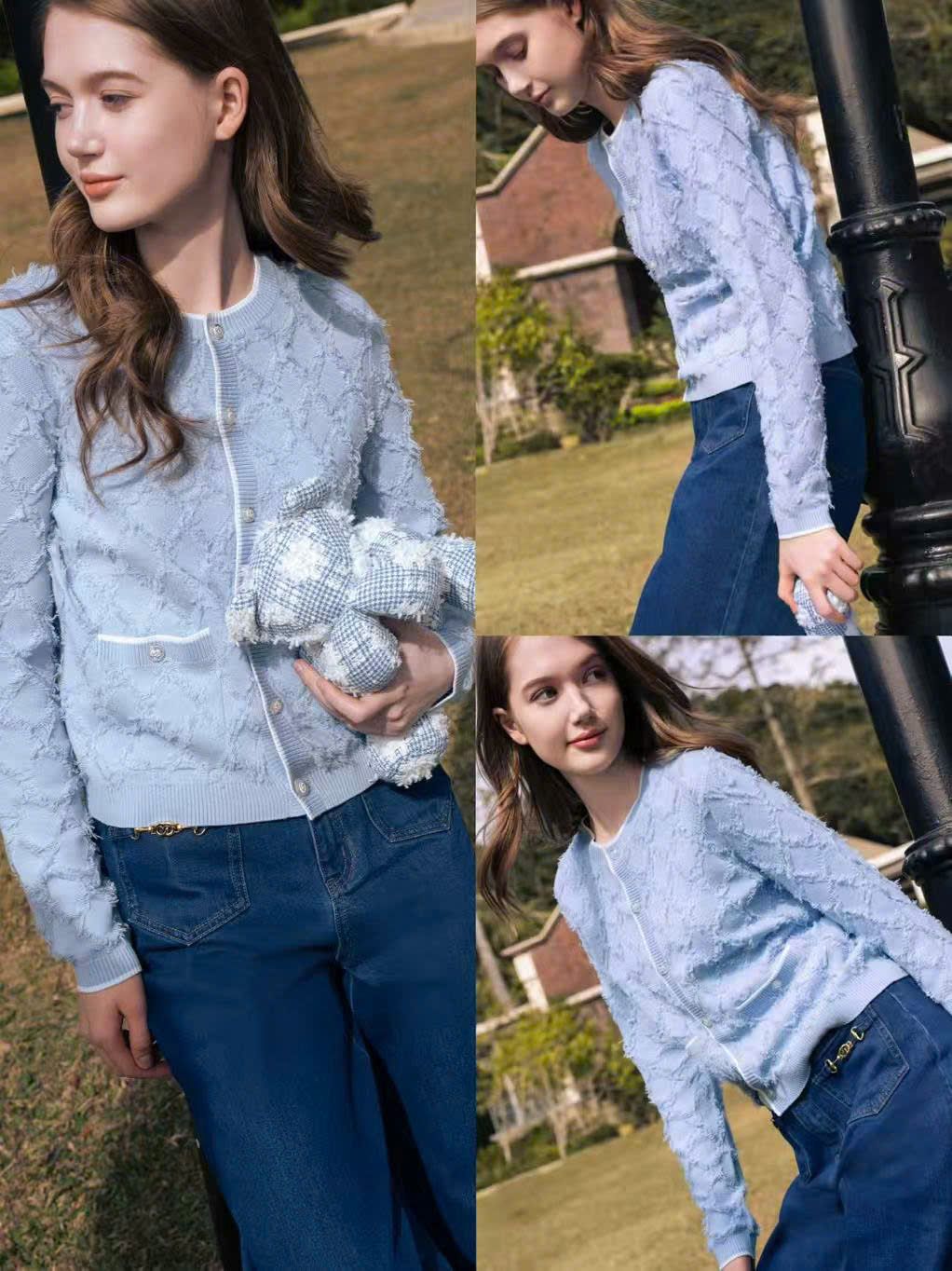  Áo CDG trám lông xanh pastel 