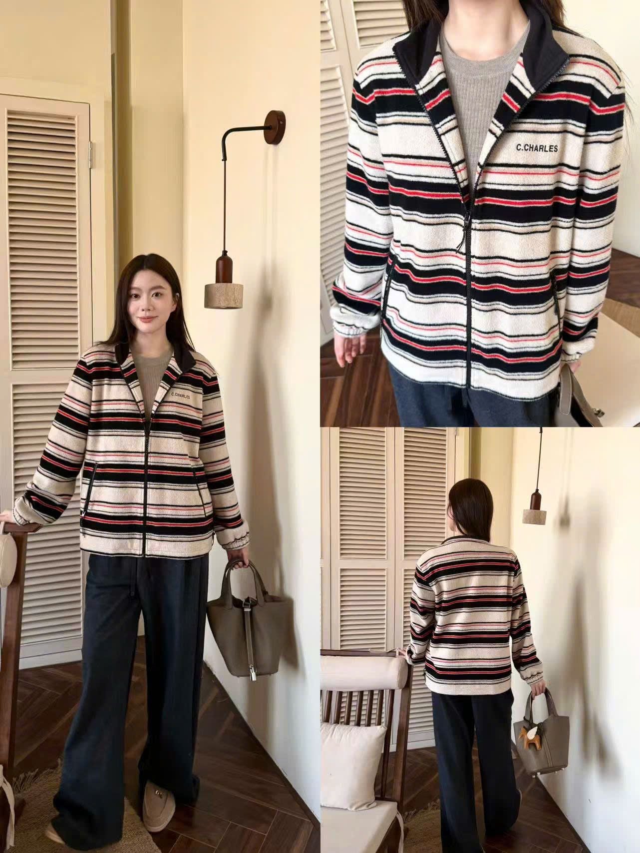  Áo khoác kẻ đỏ đen có mũ 