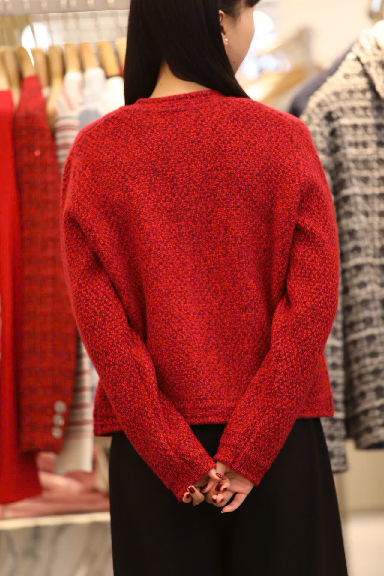  Áo CDG đỏ cashmere 2 túi logo 