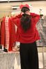  Áo CDG đỏ cashmere 2 túi logo 