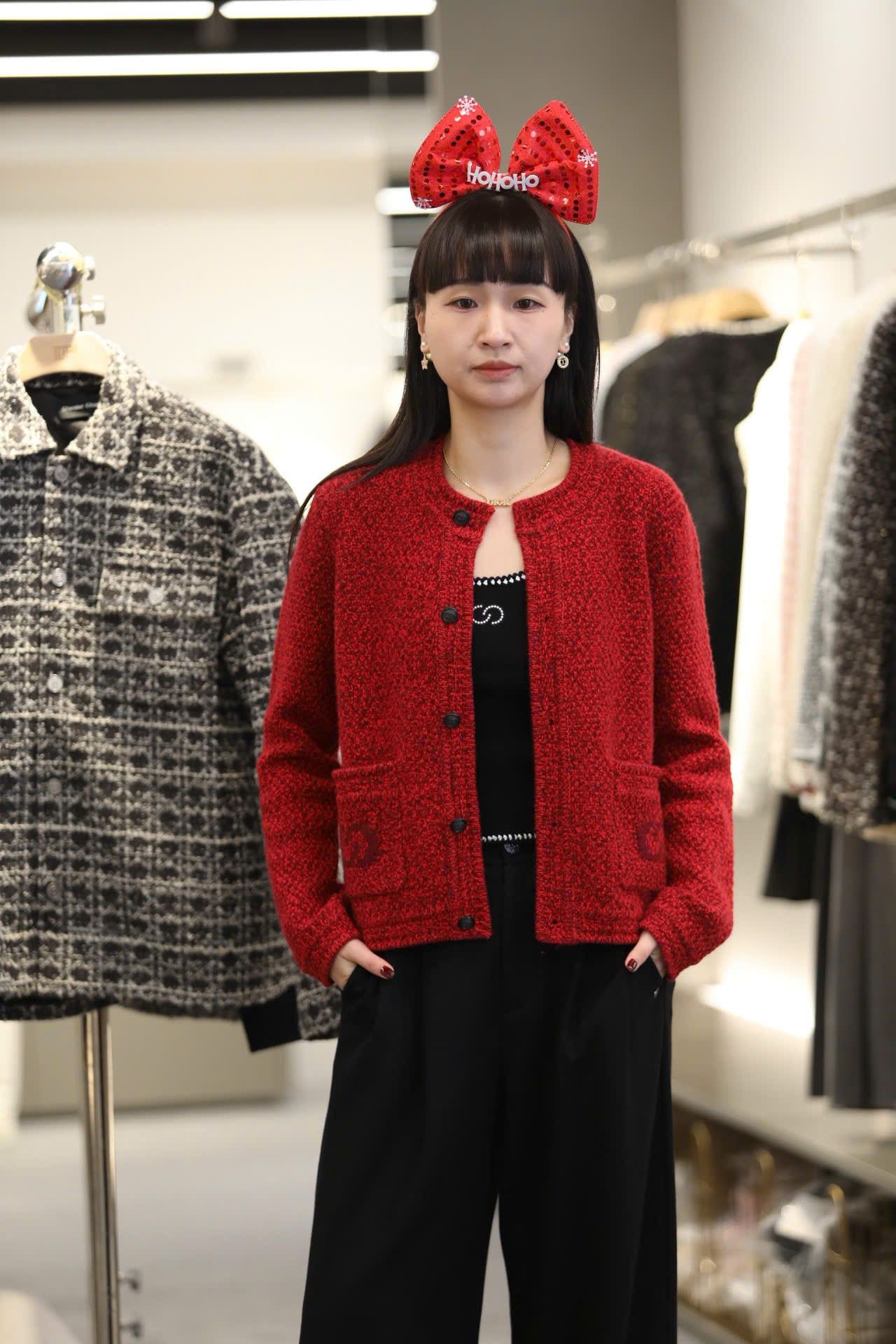  Áo CDG đỏ cashmere 2 túi logo 