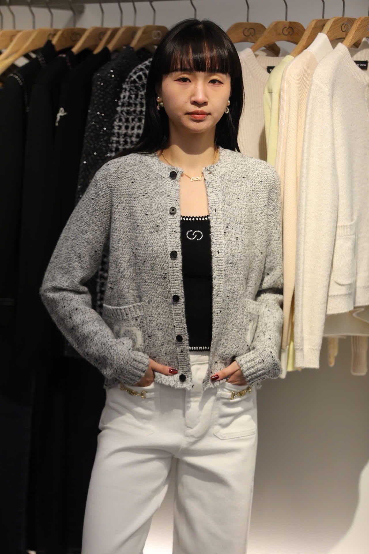  Áo CDG xám 2 túi Logo trắng 