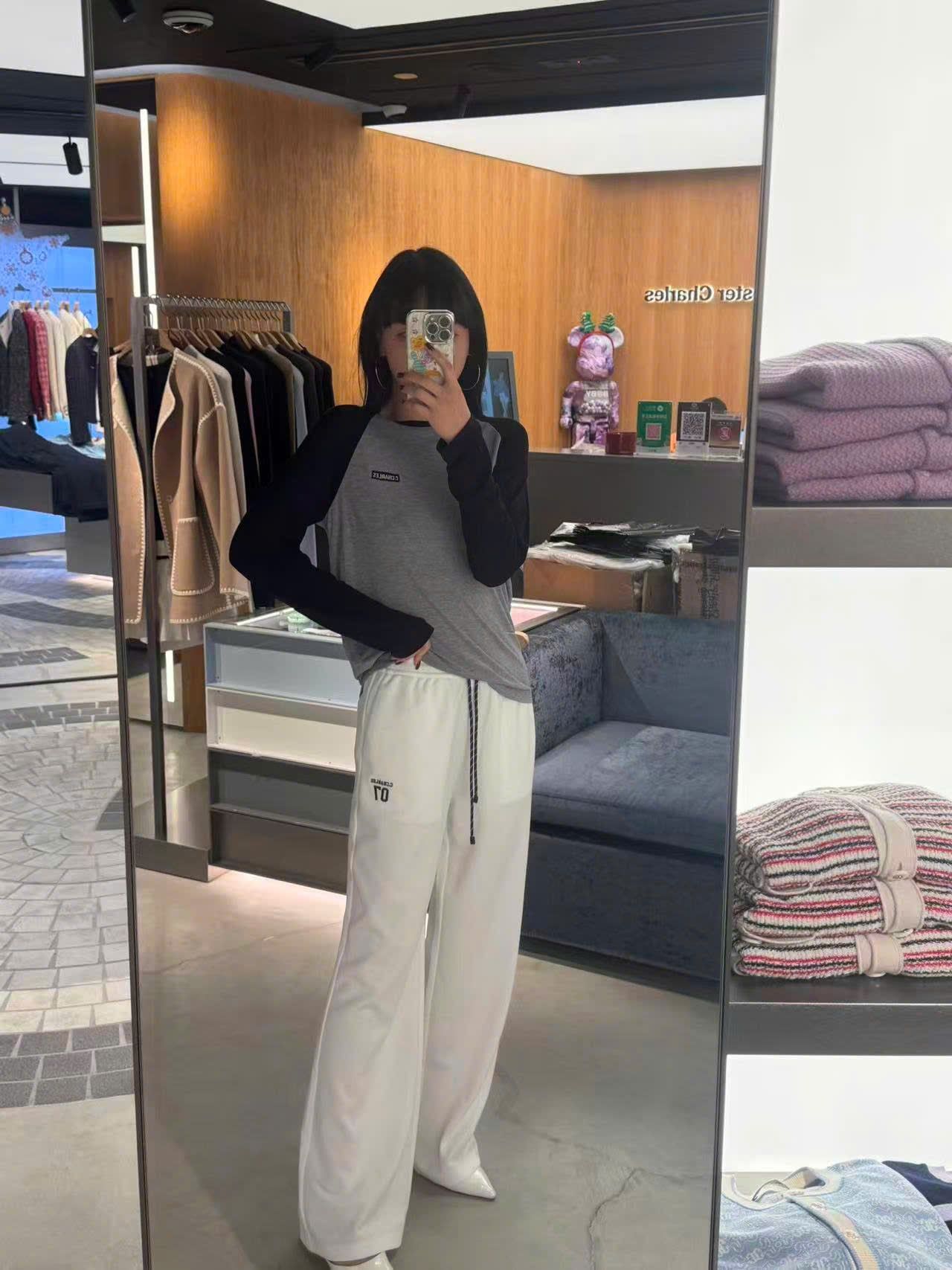  Áo thun dài tay xám - hai tay xanh đen 