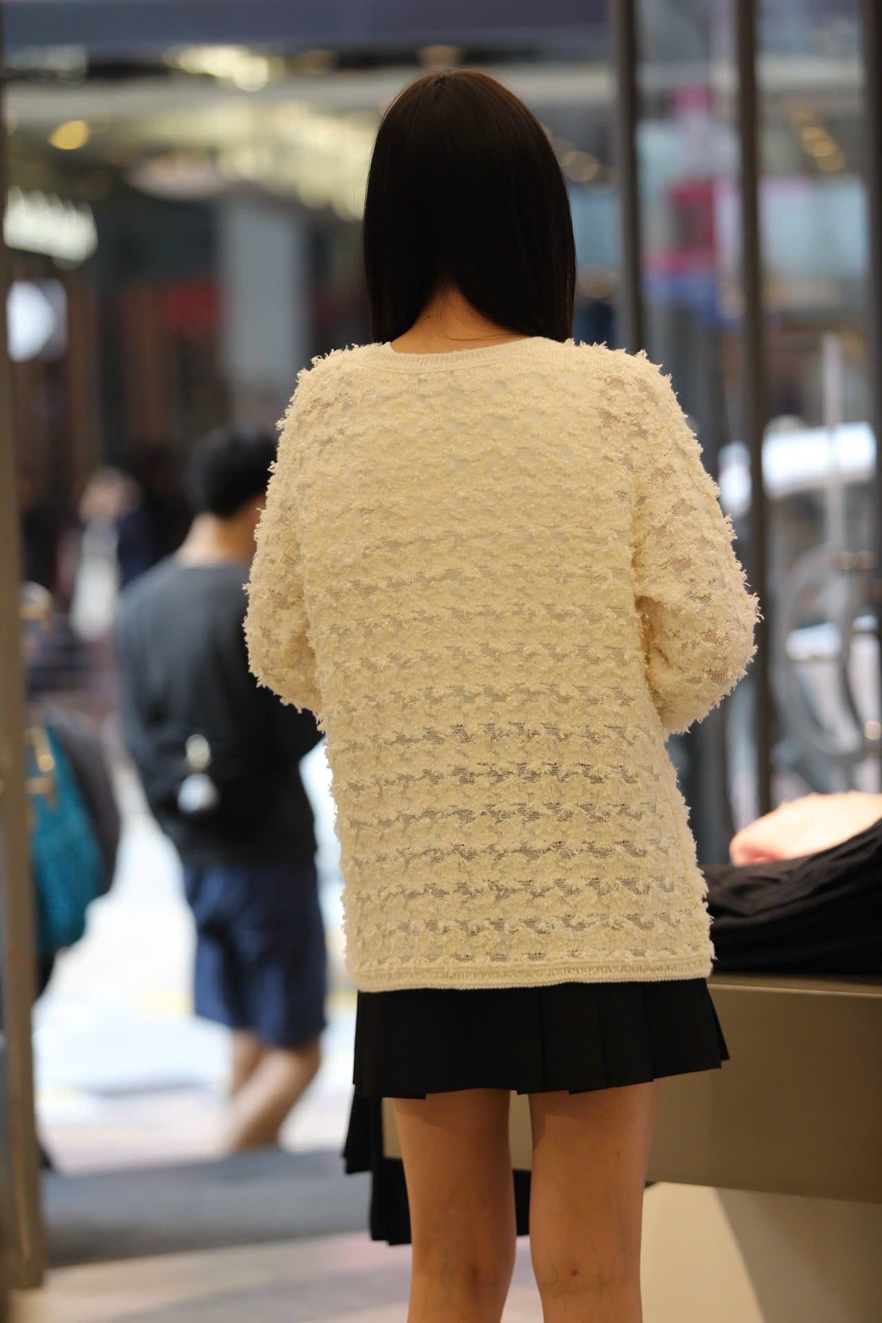  Áo CDG trắng kem cúc bạc dáng dài 