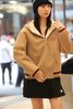  Áo khoác có mũ - dạ ep màu Camel 