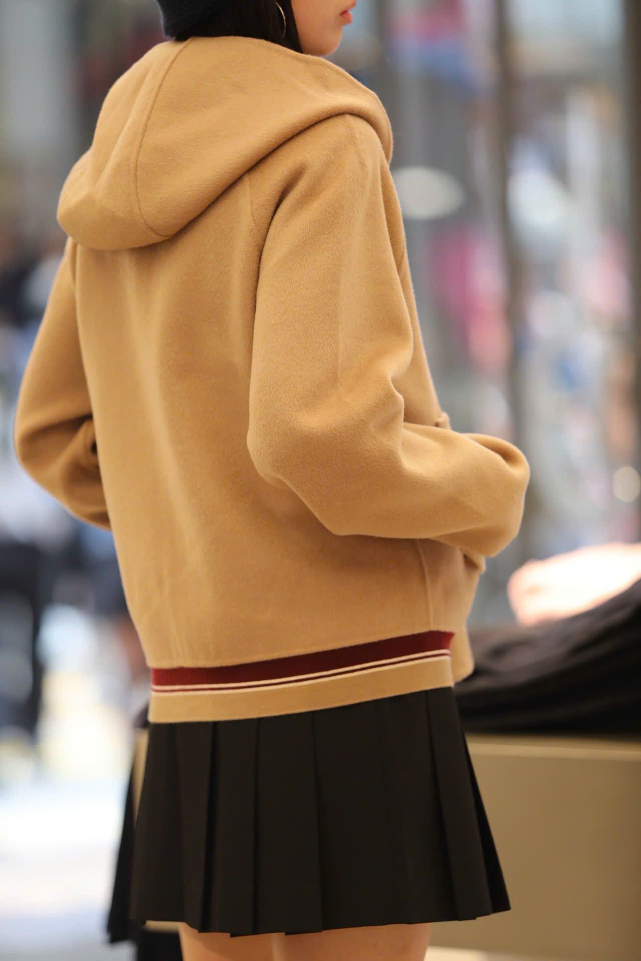  Áo khoác có mũ - dạ ep màu Camel 