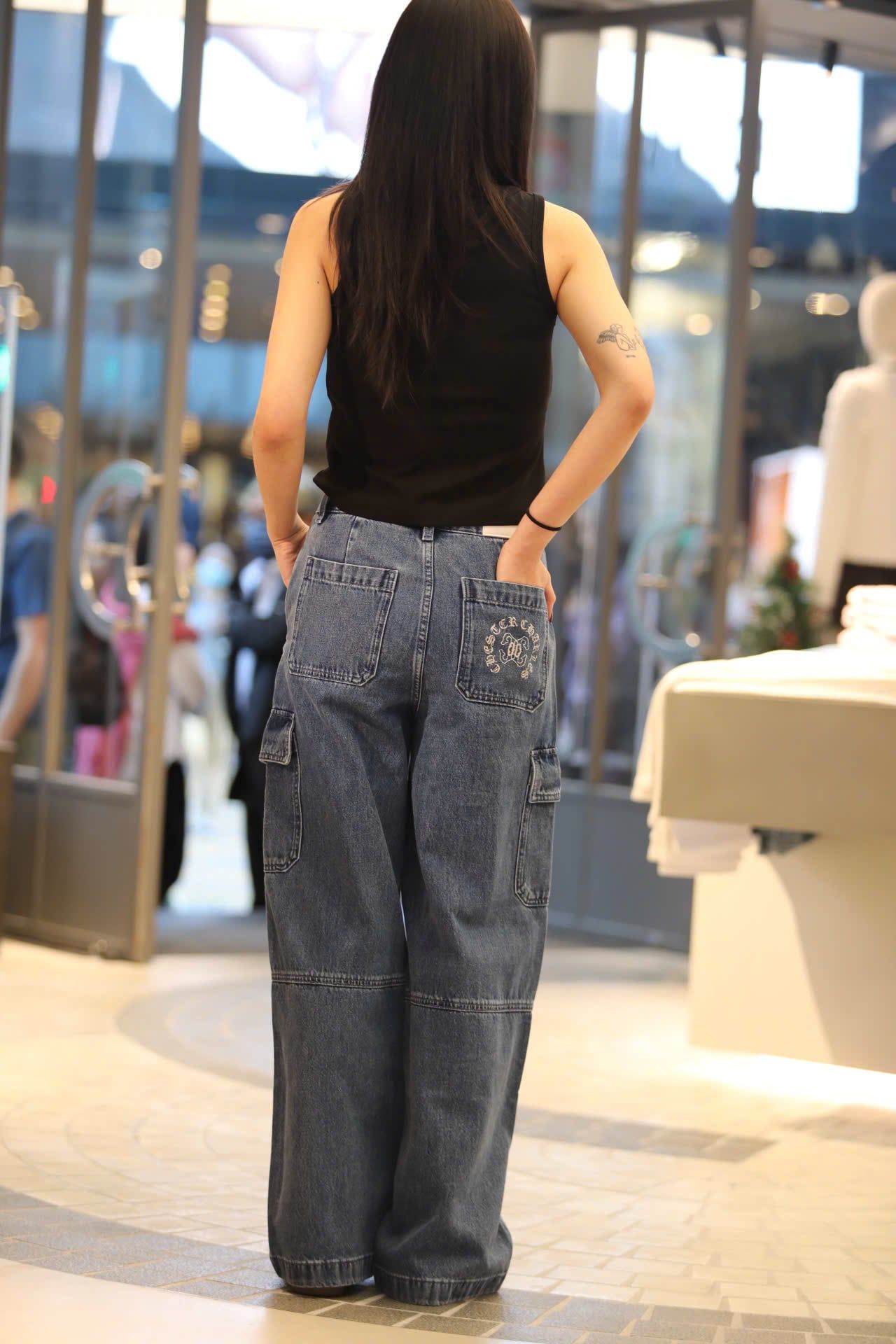  Quần jean túi hộp xanh đậm 