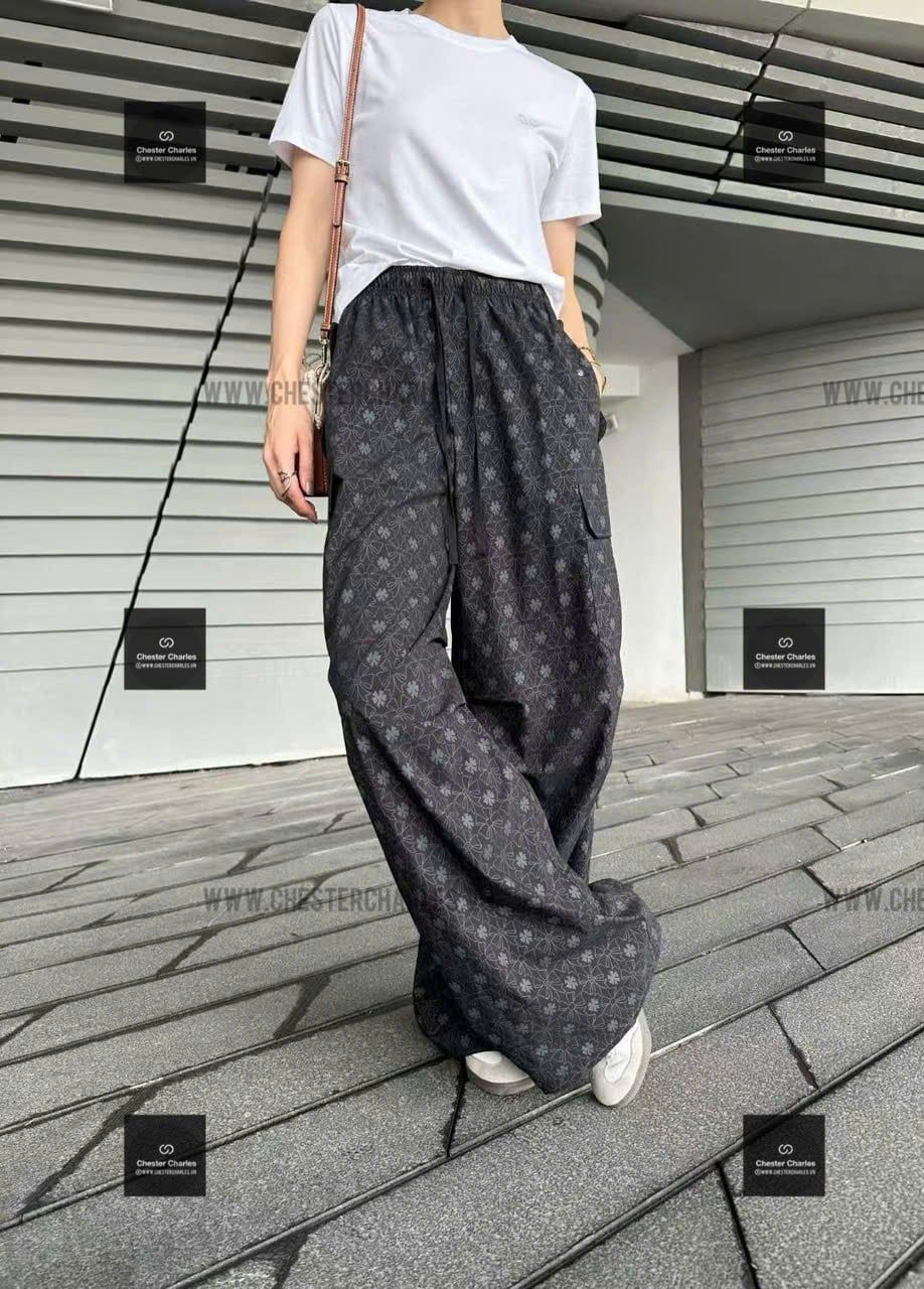  Quần gió xám full logo -dây rút 