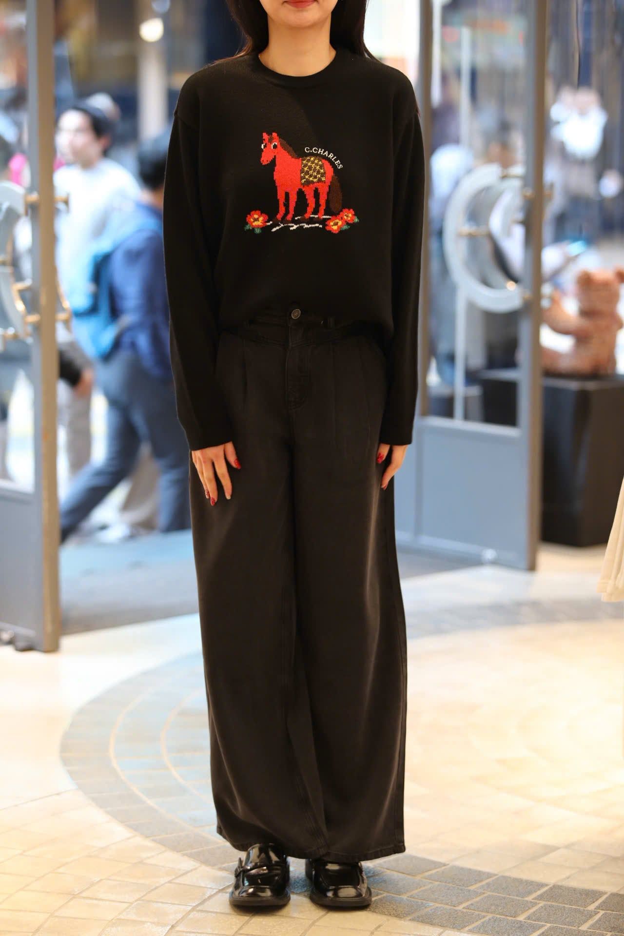  2.Áo len đen dài tay chú ngựa đỏ 