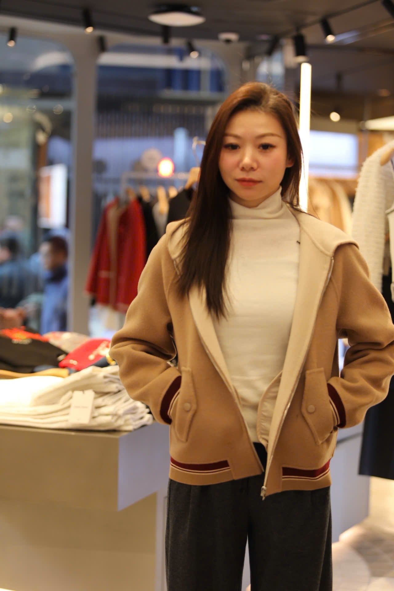  Áo khoác có mũ - dạ ep màu Camel 