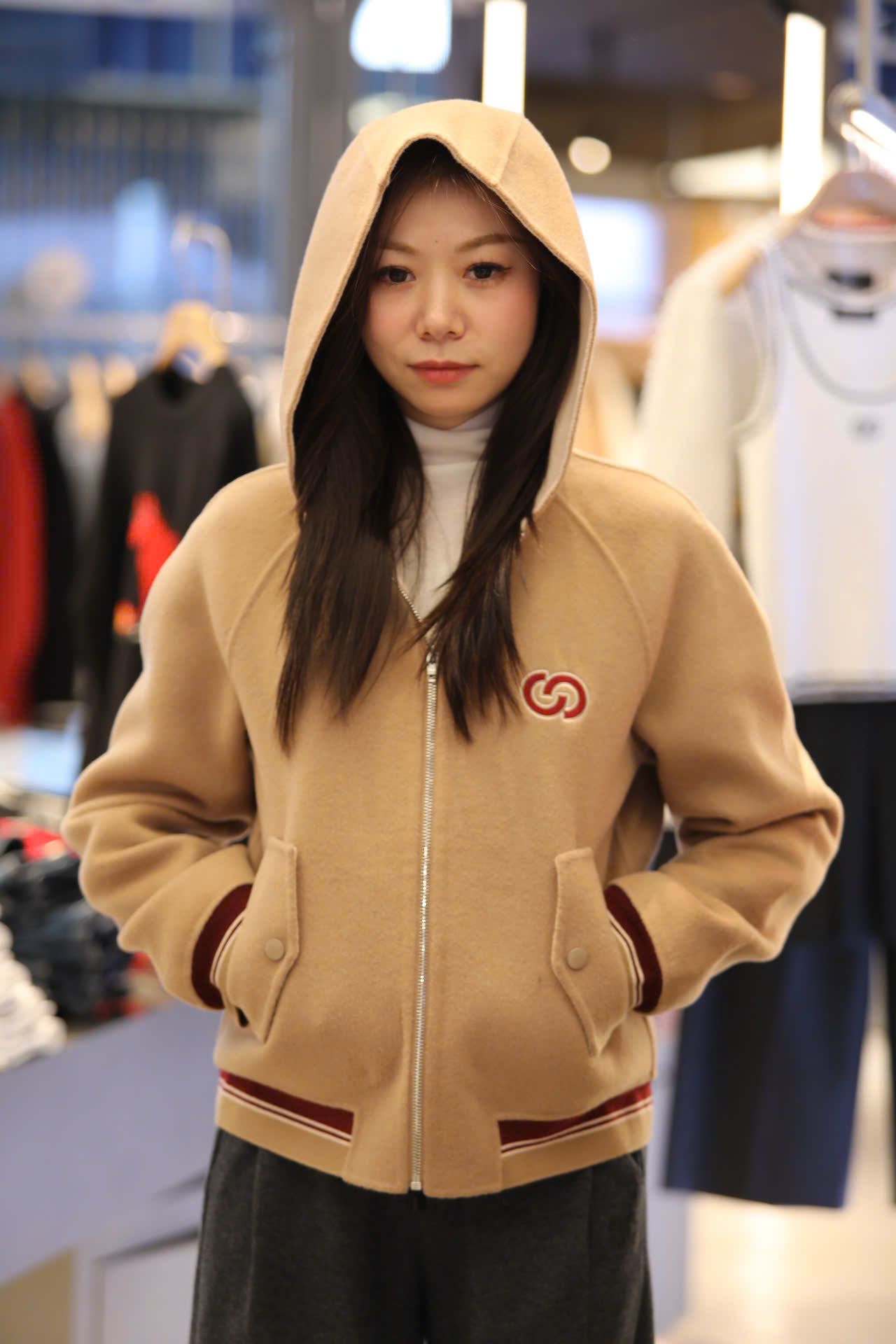  Áo khoác có mũ - dạ ep màu Camel 