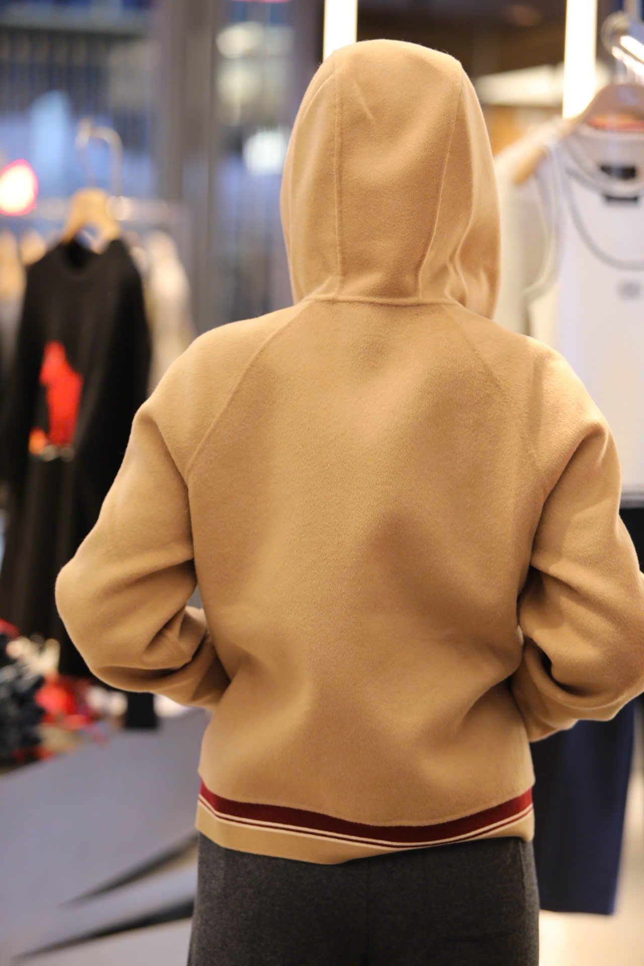  Áo khoác có mũ - dạ ep màu Camel 