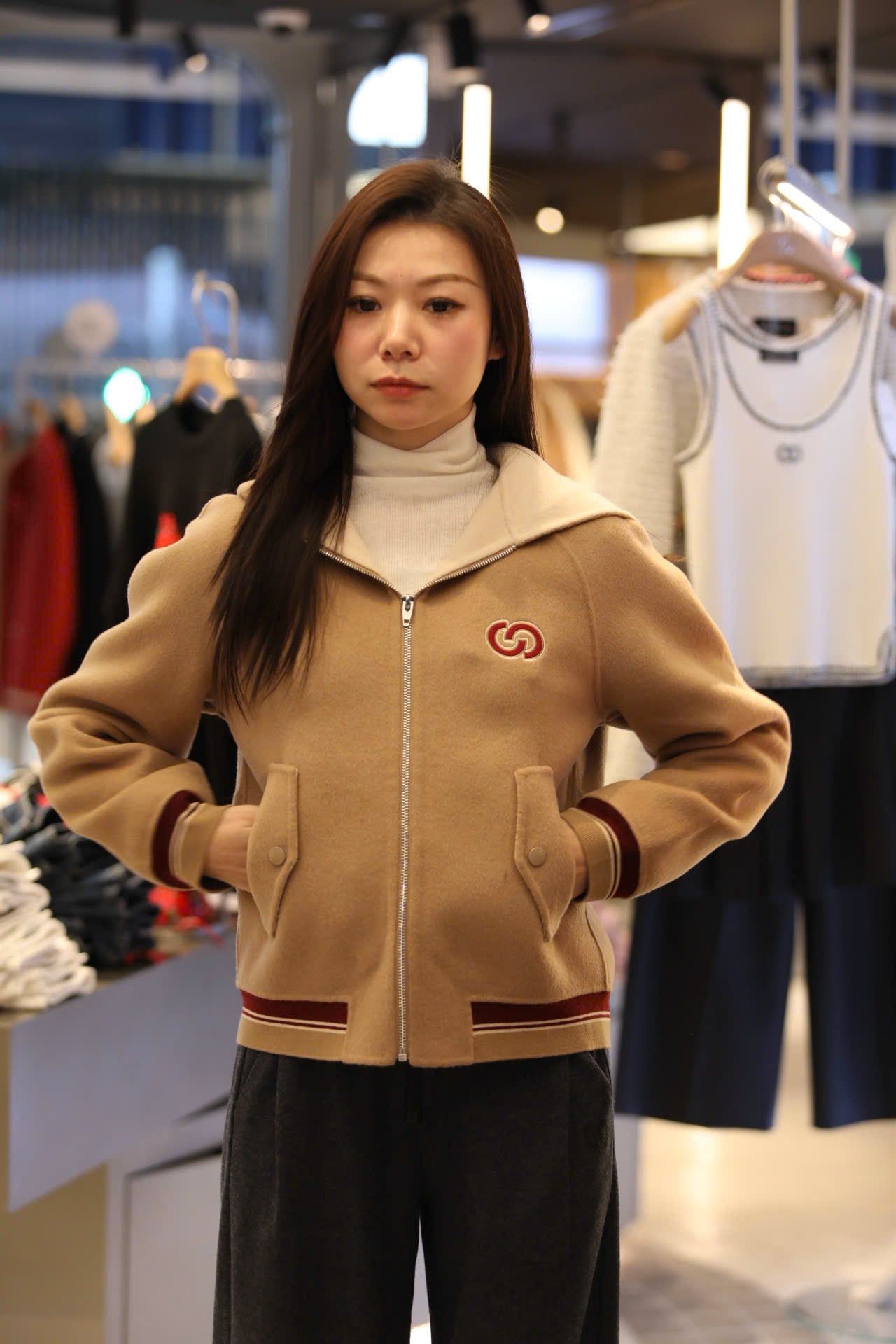  Áo khoác có mũ - dạ ep màu Camel 