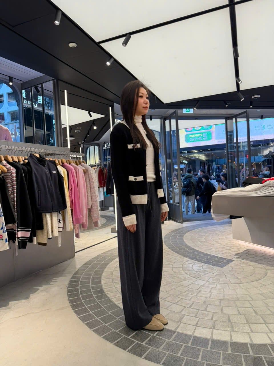  Quần dài len xám dây rút ( SET ) 